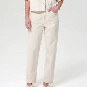 Women Agolde Henson Jeans Mid Rise Straight Leg Relaxed Fit In Brown Rice Sz 31